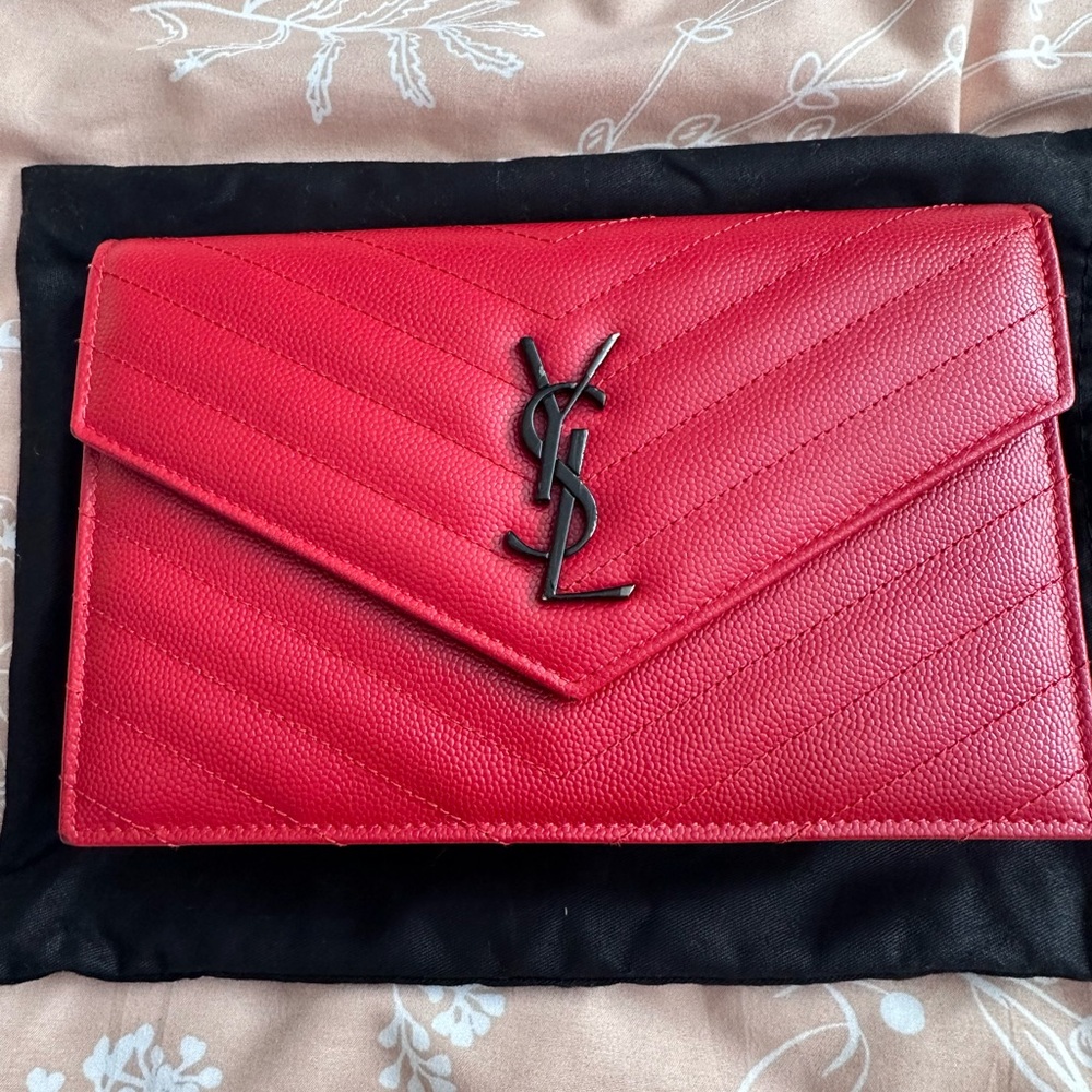 YSL Envelope crossbody wallet in red